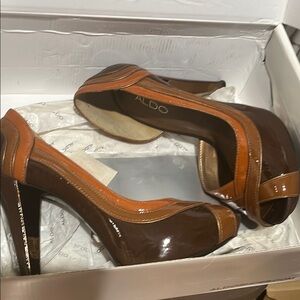 Aldo Brown and Tan Strappy Heels